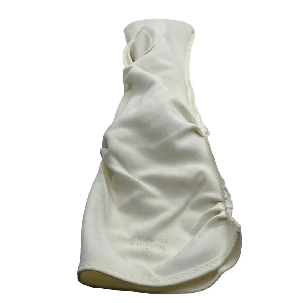 Gloves Cream Nylon Scrunch Gloves Sz 6 Nylasuede by Hansen Wedding Prom Opera